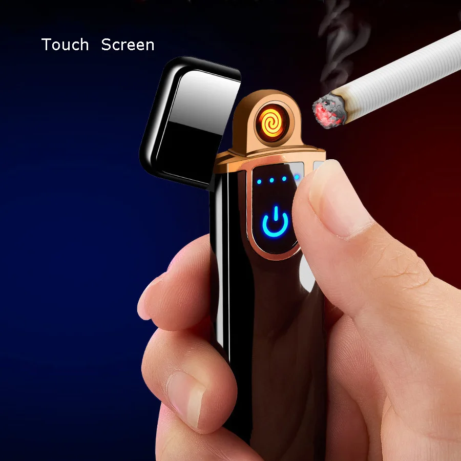 

Thin usb charging lighter touch screen electronic cigarette lighters small rechargeable electric lighter windproof men gift 0127