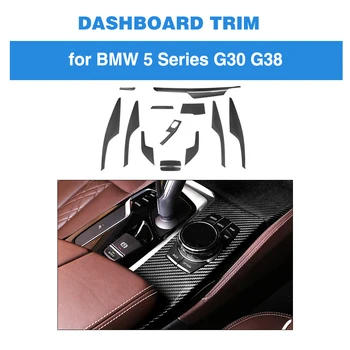 شراء12 قطعة لوحة سيارة الداخلية المركزية لوحة الكسوة تصفيف السيارة لسيارات BMW 5 سلسلة G30 G38 520i 2017-19 ألياف الكربون