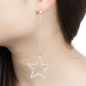 

Fashion Women Full Love Long Tassel Earrings Heart Shaped Star Earrings Alloy Wild Sweet Jewelry Eardrop For Girls