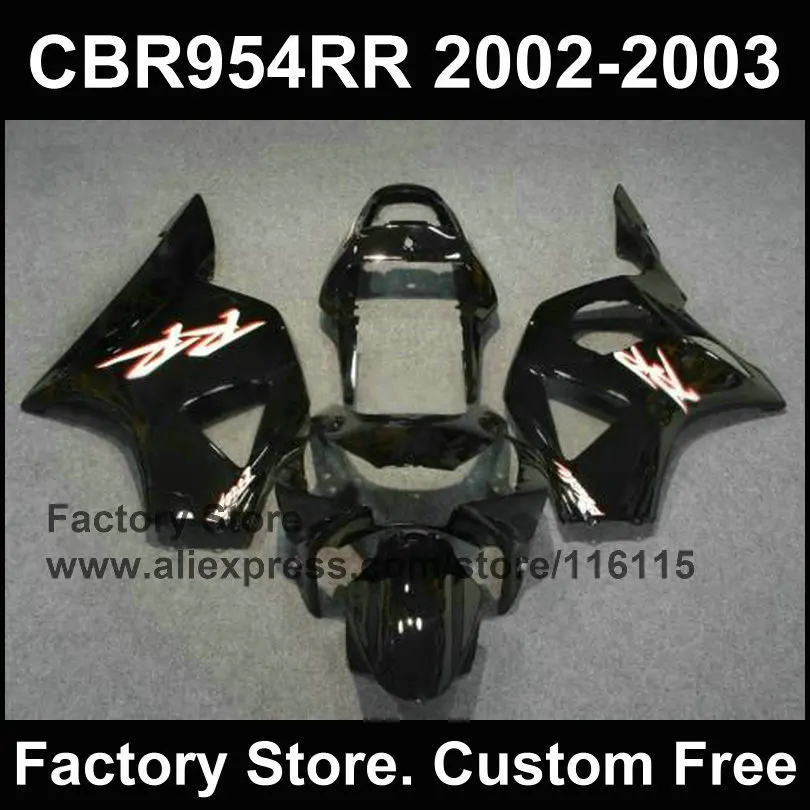 100% Обтекатели из АБС пластика для HONDA CBR900RR 2002 2003 fireblade глянцевые черные CBR 954 RR 02 03|fairing kit|fairing kit cbr 954fairing |