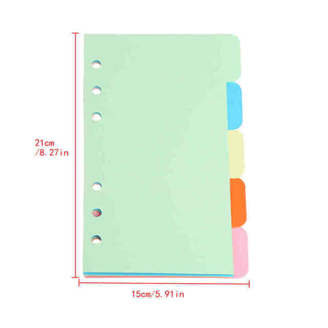 Color Separated Page Scratch Pad Refills 6 Hole Blank Colorful Paper for A5 A6 Loose Leaf Binder Notebook