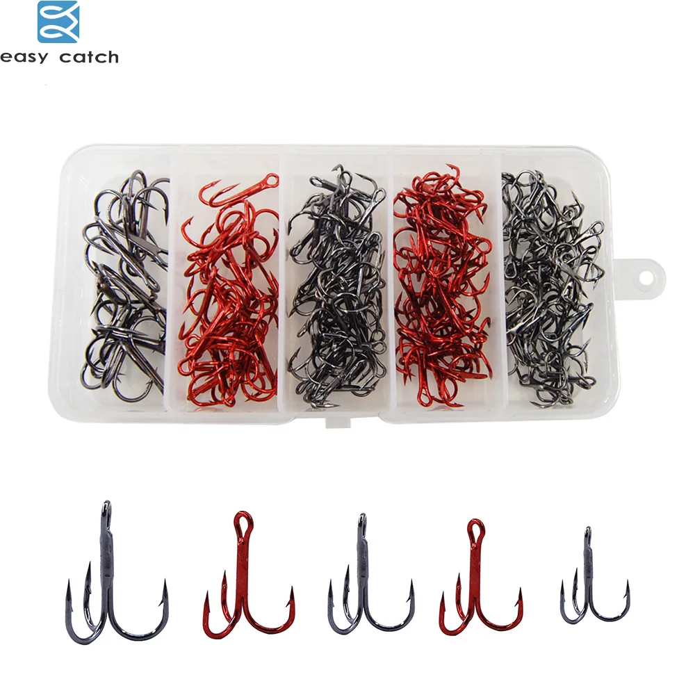 

Easy Catch 130pcs/box Super Strong Treble Hooks Sharp fishing hooks high carbon steel hook for Fishing equipment