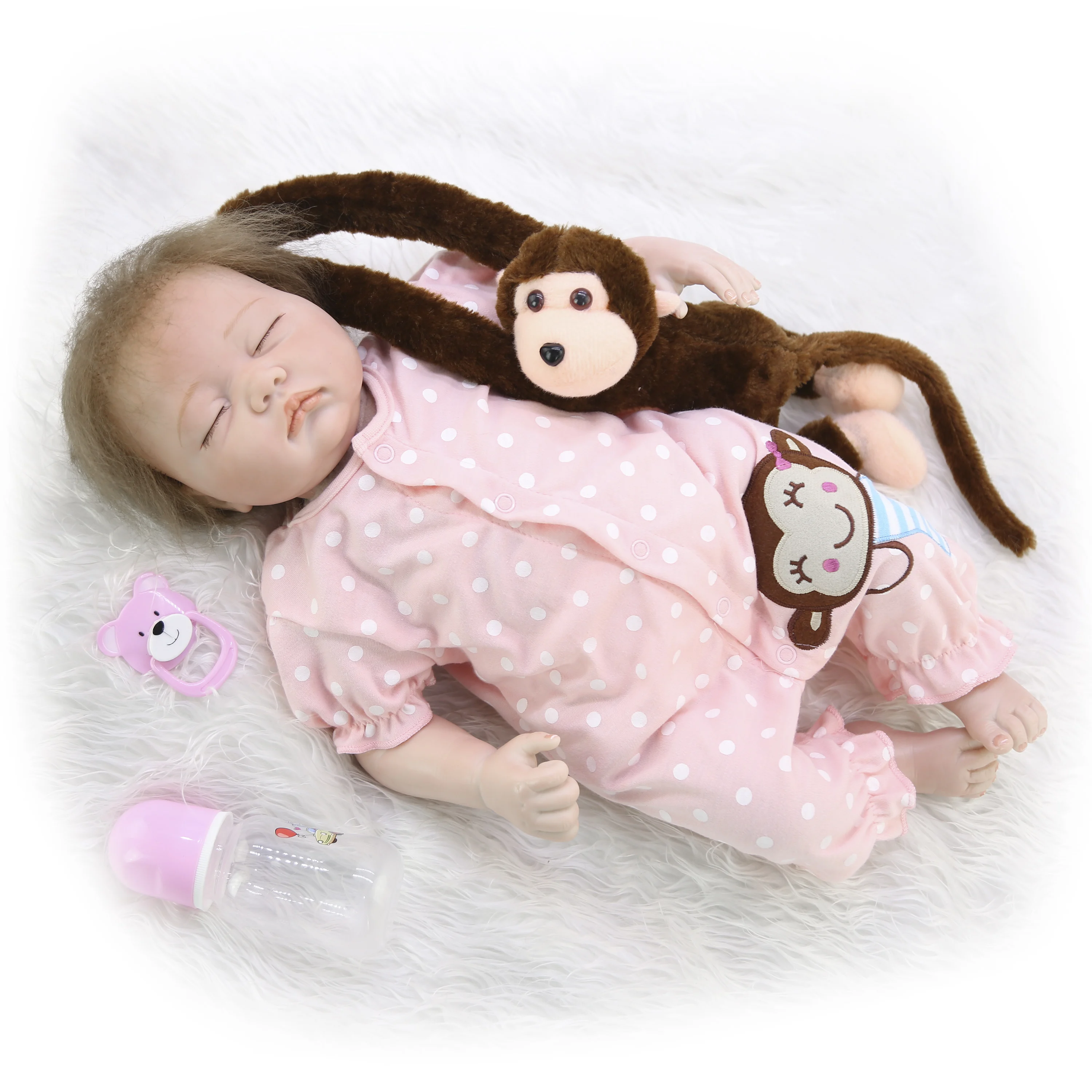 Милая 22 дюймовая Кукла Reborn Baby мягкая виниловая хлопковая Мягкая кукла ручной