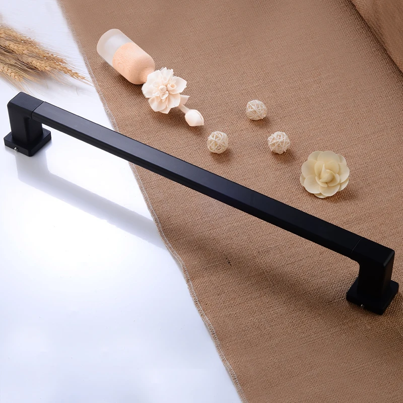 Towel Bar Holder Aluminum Wall Mounted Bathroom Towel Rack Hanging Holder Black Towel Holder Decorate Restroom Clothes Robe Rack Towel Bar Holder Aluminum Wall Mounted Bathroom Towel Rack Hanging Holder Black Towel Holder Decorate Restroom Clothes Robe Rack