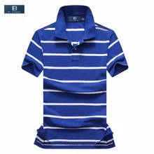 EL BARCO Men Summer Short Sleeve Stripe Cotton Casual Polo Shirt Slim Breathable Luxury Designer