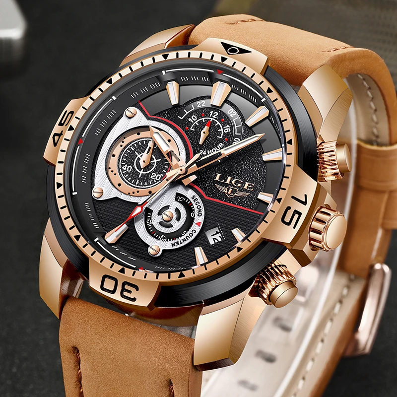 Men Casual Watch LIGE Mens Watches Top Brand Luxury Quartz Gold Watch Men Military Waterproof Sport Wristwatch Relogio Masculino