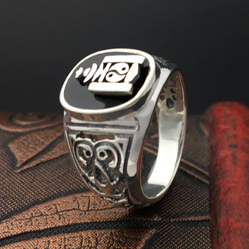 

Taiji-Bagua Solid Silver 925 Rings For Men Vintage Thai Silver Cool Sterling Silver Mens Jewelry Wide Band Male Free Gift Box