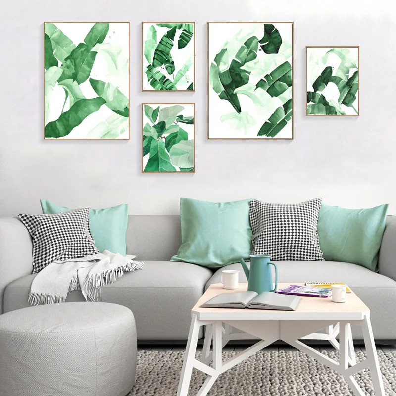 green leaf plants modular pictures wall print pictures for living room