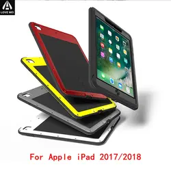 Lovemei Чехлы для apple iPad 2017/2018 9,7 дюймов алюминиевый Металл + мягкое Силиконовое ударное Падение водонепроницаемый чехол все включено оболочка