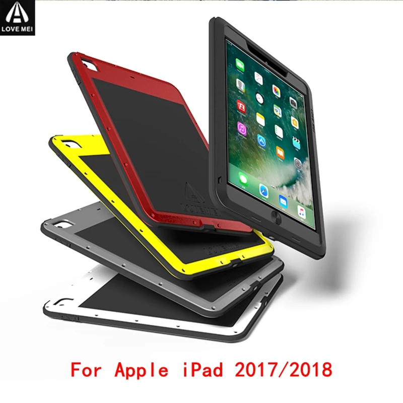 

Lovemei Cases For apple iPad 2017/2018 9.7inch Aluminum Metal + Soft silicone Shock Drop Waterproof Cover All-inclusive shell