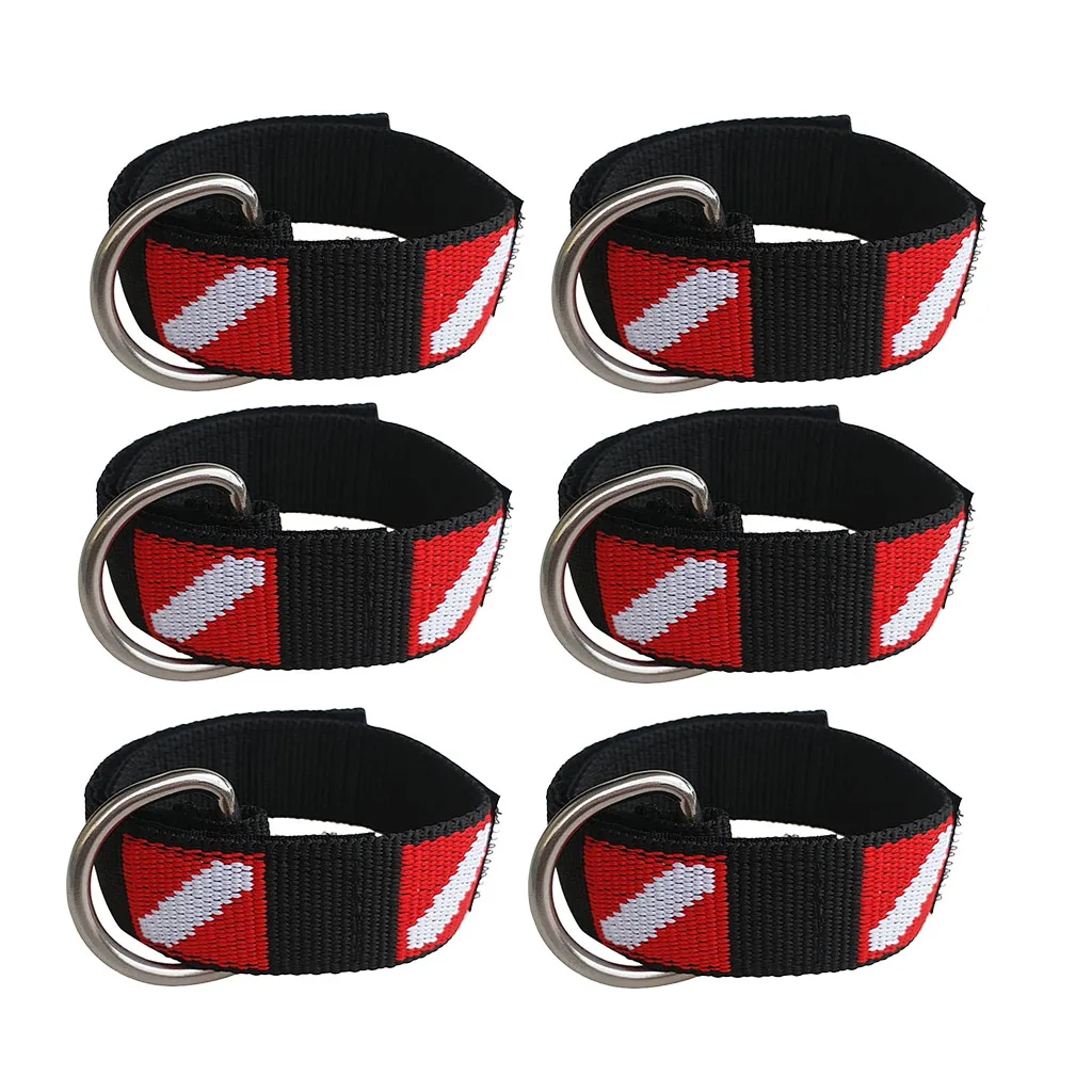 6pcs Scuba Diving Dive Wrist Strap Wristband Webbing with D Ring for Underwater Torch Light Camera Holding