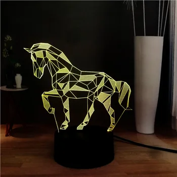 

Novelty 3D Horse 7 Color Change Acrylic LED DEC Baby Bedside USB Touch Table Night RGB Mood Lave Illusion Lamp Holiday Kids Gift