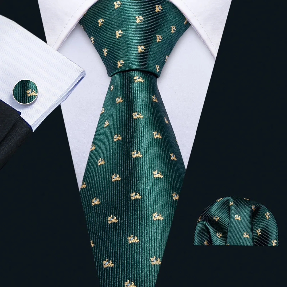 

2019 Fashion Designer Dog Pattern Blue Silk Ties Hanky Set Barry.Wang 8.5cm Neck Ties For Mens Gifts Party Dropshipping FA-5171