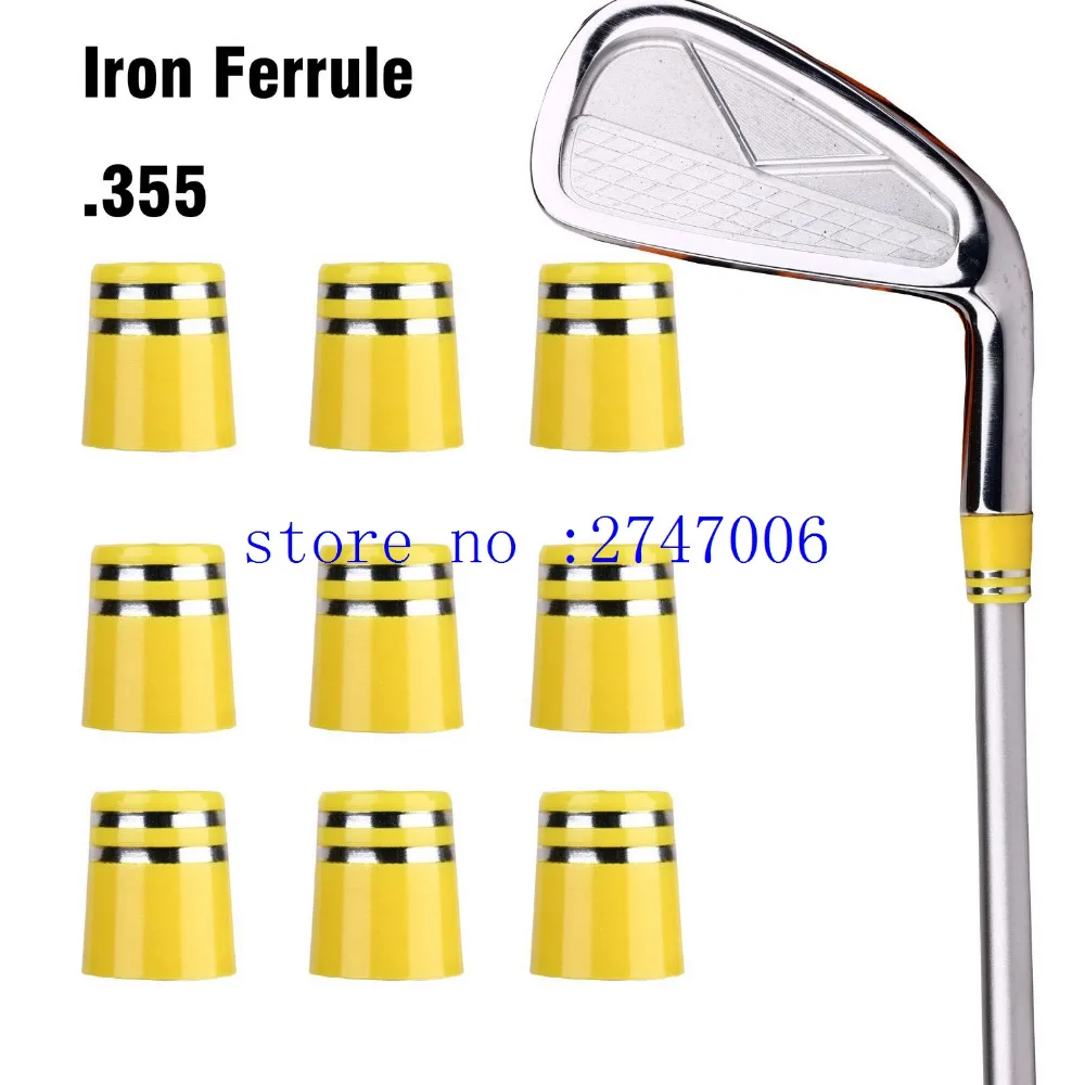 Custom Yellow .355 Golf Iron Ferrules With Double Silver Trim Rings For