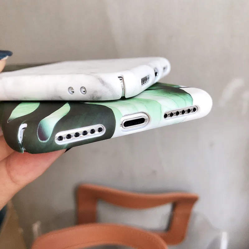 Verde Tropical de la hoja de la manera casos para iphone 7 plástico PC verano deja impresión para iphone 7 6 6 S 8 más X fundas