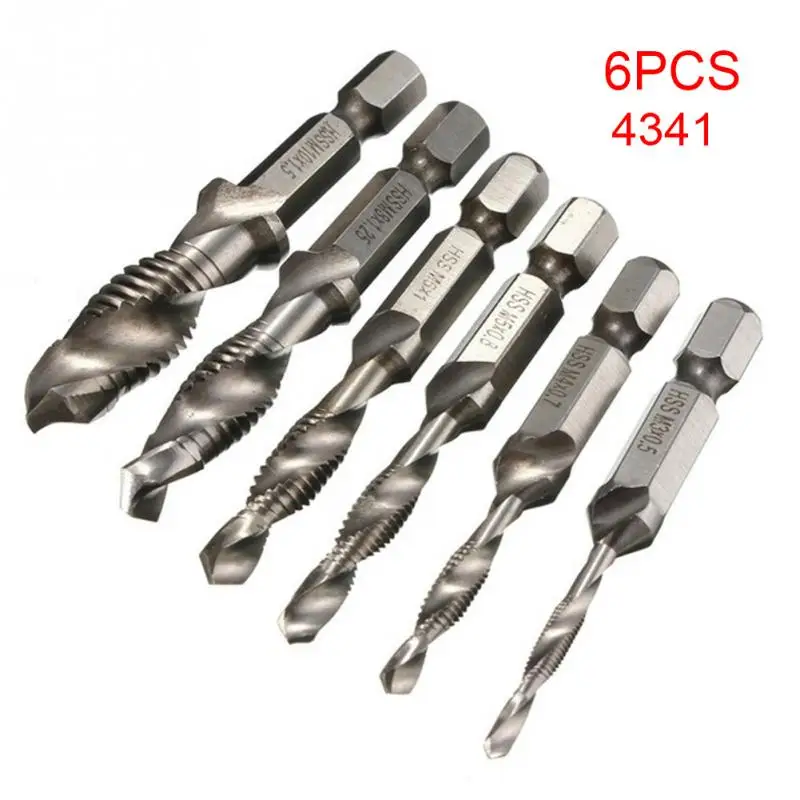 

1Pcs/6pcs Drill Tap Countersink Deburr Set Metric Combination Drill Tap M3 M4 M5 M6 M8 M10 HSS 4341 6542