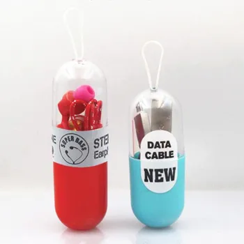 

30pcs/lot Capsule USB Data Line Box Test Tube Headphone Cable Boxes