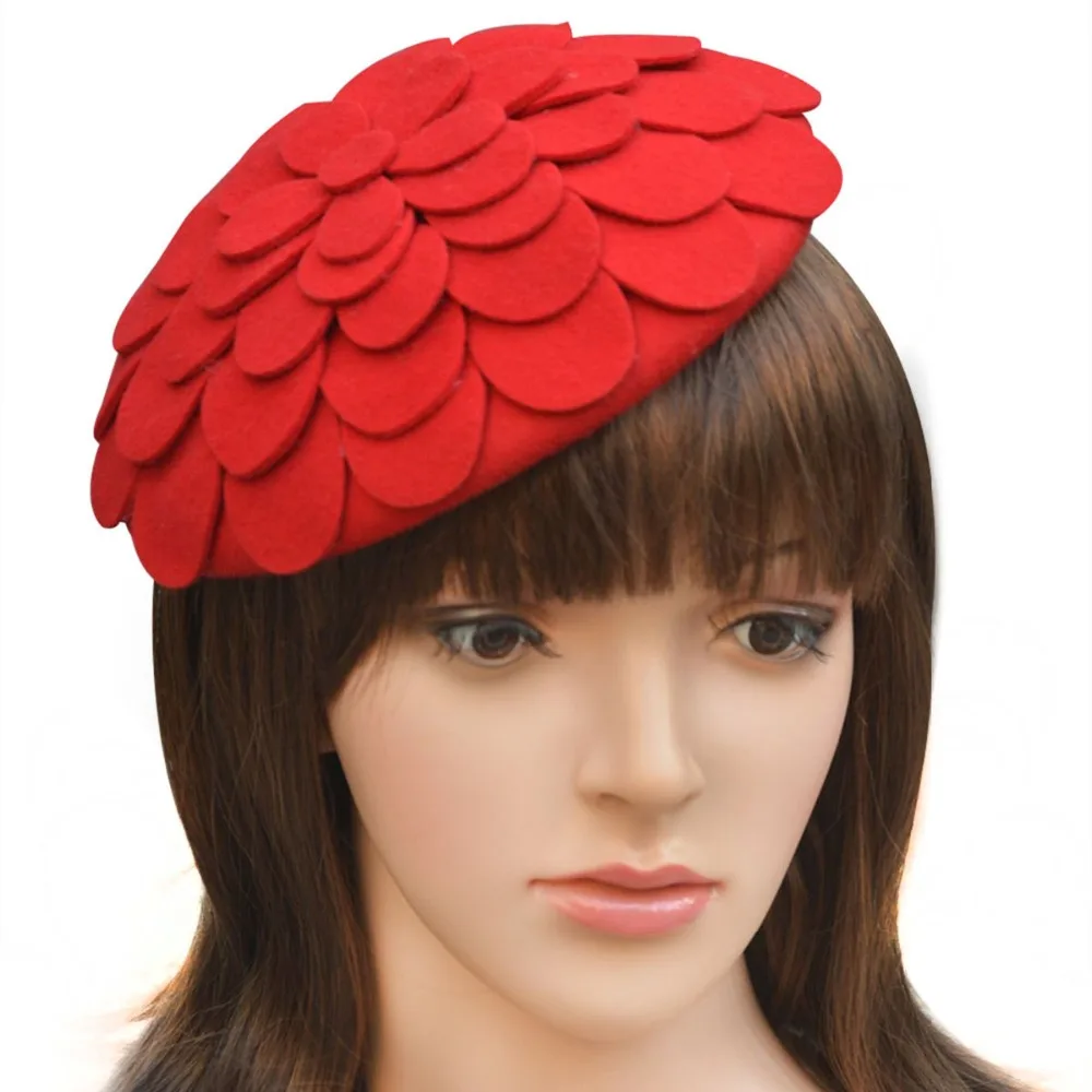 Берет Hat Для женщин фетровых круглый шерстяного войлока дамы Fascinators зима осень