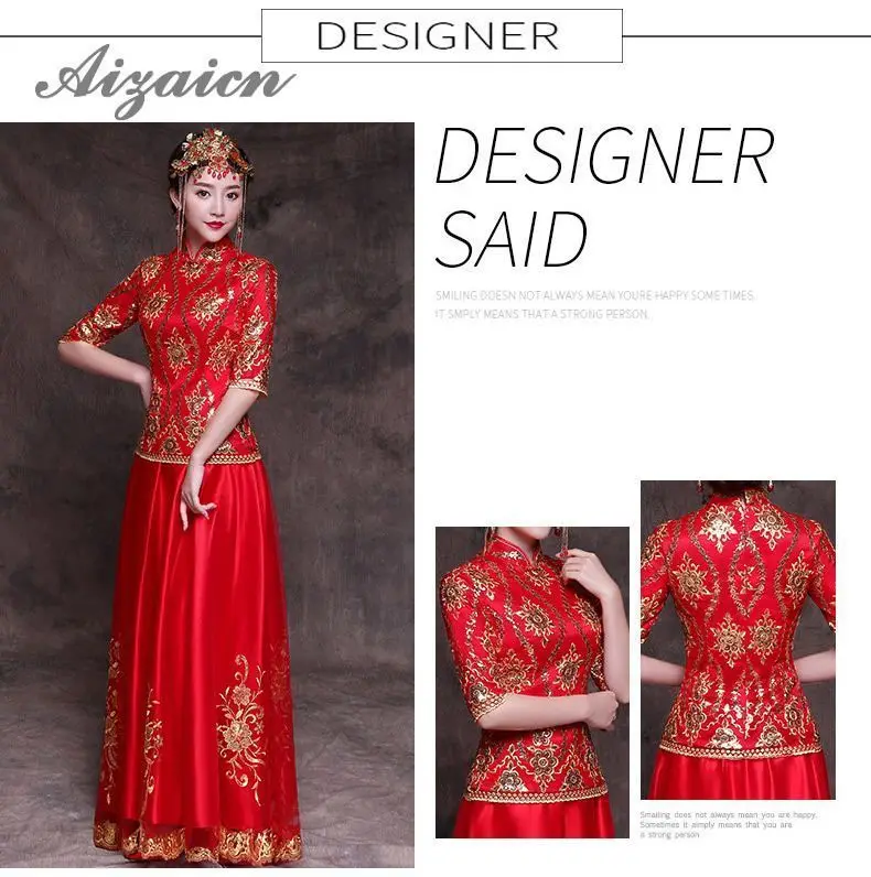 Vestido de boda bordados ordinentales vestidos de novia rojo Cheongsam традиционный Traje de las mujeres Chinoies vestido винтажный