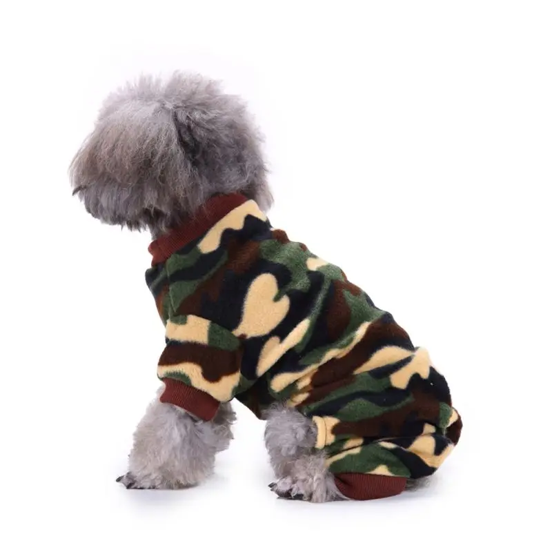 Домашняя собака теплая Пижама для зимнего щенка камуфляж и корова пальто с узорами четыре фута флисовый, для питомца одежда для питомца