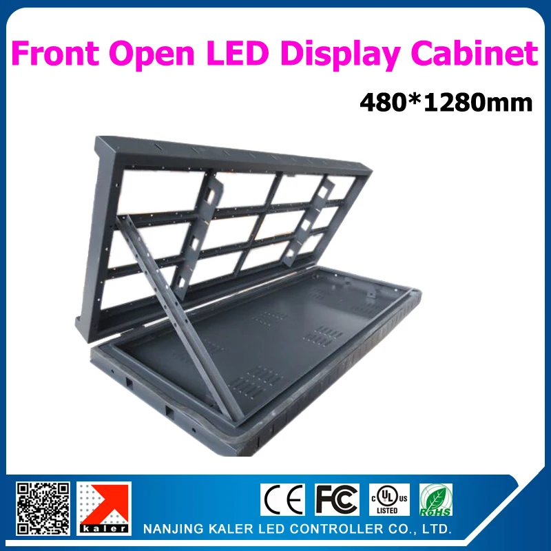 

Waterproof front open led display cabinet easy repairing led display cabinet installation on wall 480*1280mm