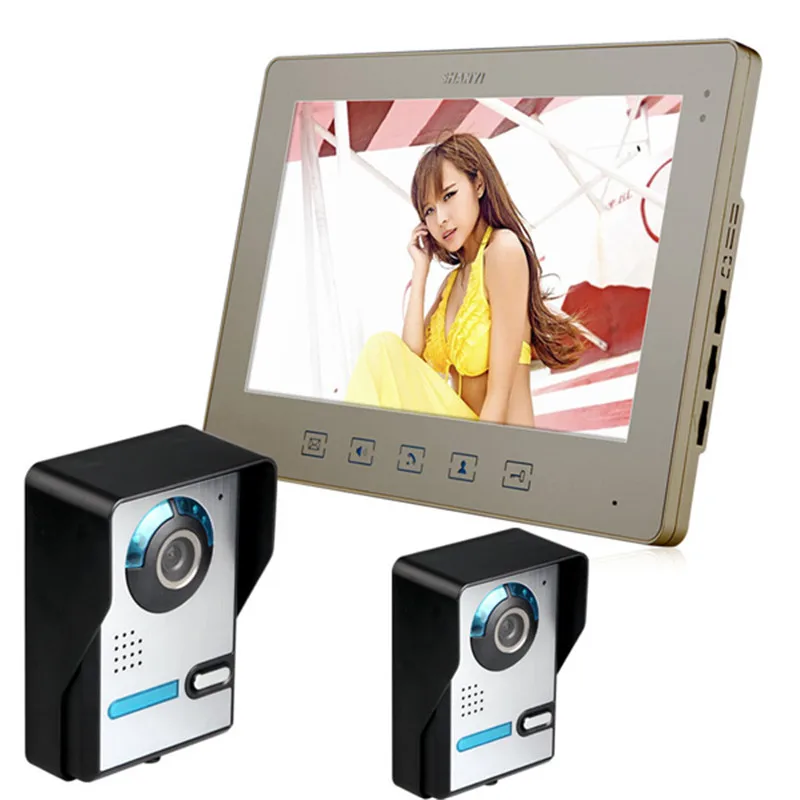 

10.1 Inch Video Door Phone Doorbell Intercom Kit 2-camera 1-monitor IR Night Vision Security Camera