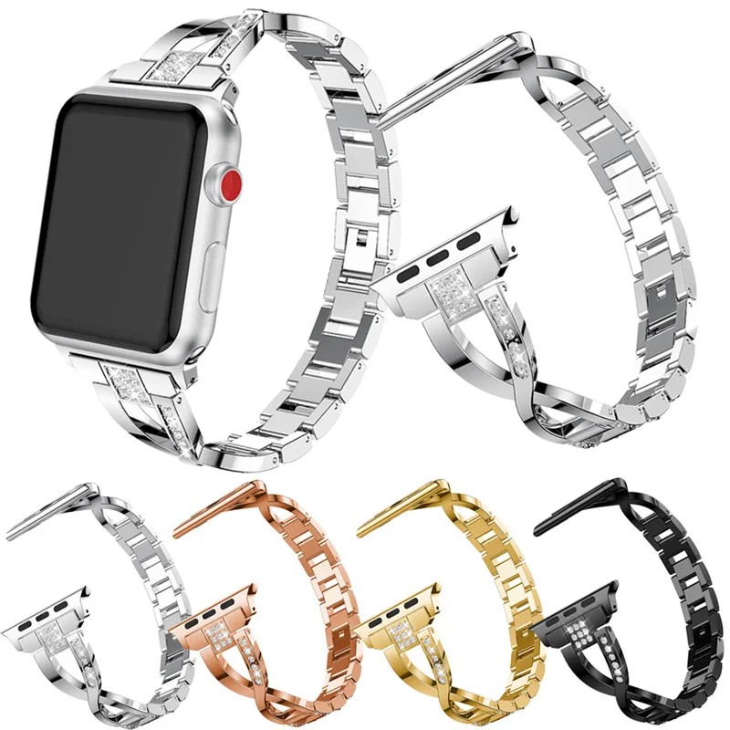 Ремешок из нержавеющей стали для Apple watch 38 мм 42 мужчин женщин Bling Watch браслет цена