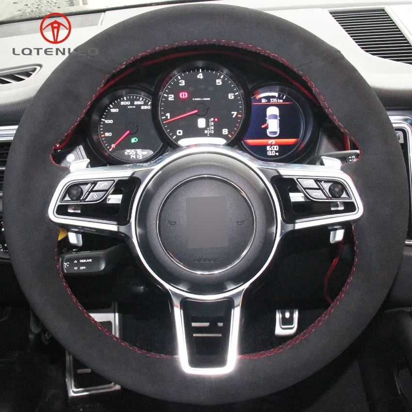 LQTENLEO черный замшевое рулевое колесо Крышка для Porsche Macan Panamera 2013- Cayenne- 718 911- 918 Spyder
