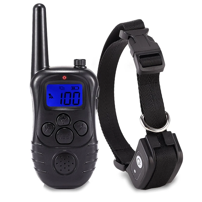 300M Remote Electronic Dog Training Collars With LCD Blue Screen Display Rechargeable 100 Levels Pet Electronic Dog Collars4