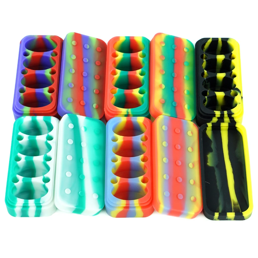 

3PCS 75ml non stick 4in1 silicone jars dab wax container oil silicone container rectangle kitchen seasoning cream