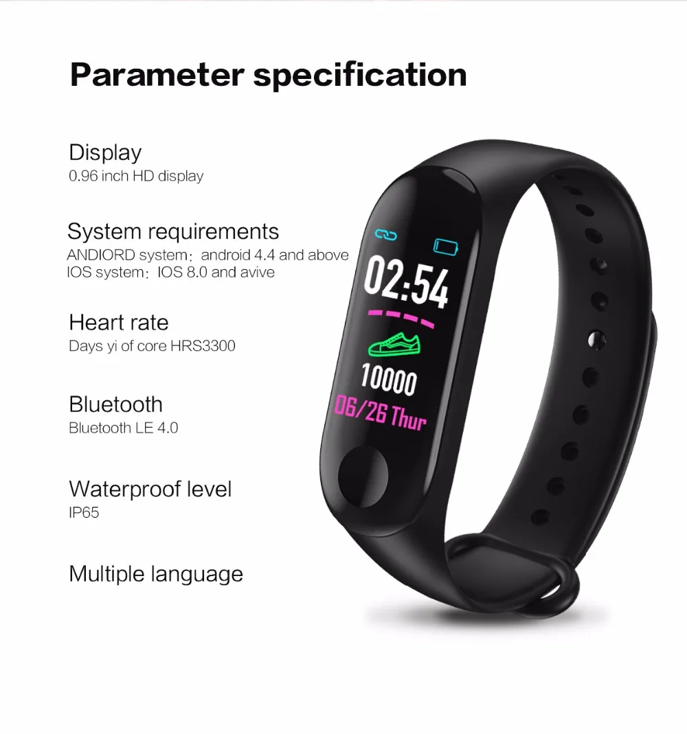 M3 Pro Smart Band Waterproof Fitness Tracker VS M3 Plus Smart Bracelet Blood Pressure Heart Rate Monitor