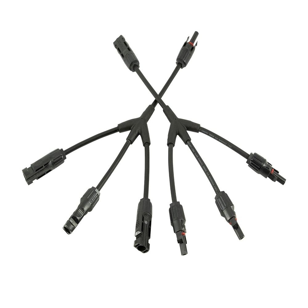 One Pair MC4 Solar Connector Y Type 3 Branch One to Three Combiner Solar Panel Cable Connector Male and Female MC4 Connector