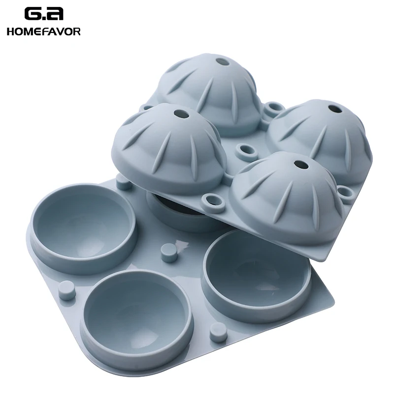 

4 Grid Ice Ball Maker Healthy Silicone Ice Sphere Mold Home Party Bar Store Cocktail Fruit Ice Cream Hockey Mold With Lock