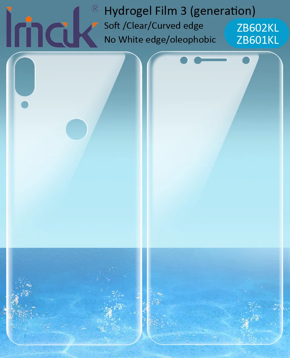 

imak Hydrogel Film 3 III For Asus Zenfone Max Pro M1 ZB602KL ZB601KL Rear Front Back Screen Protective Transparent oleophobic
