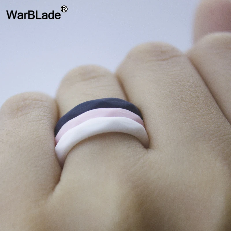 WarBLade 3mm Diamand Silicone Rings Hypoallergenic Flexible For Women Wedding Rubber Bands Food Grade FDA Silicone Finger Rings