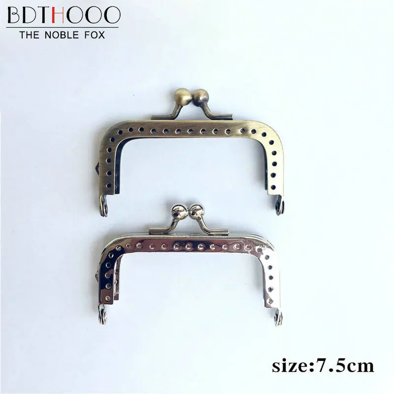 

BDTHOOO 10pcs 7.5cm Kiss Clasp Lock Metal Coin Purse Frame Handle Bags Hardware Accessories for Handbags Letters Bronze Silver