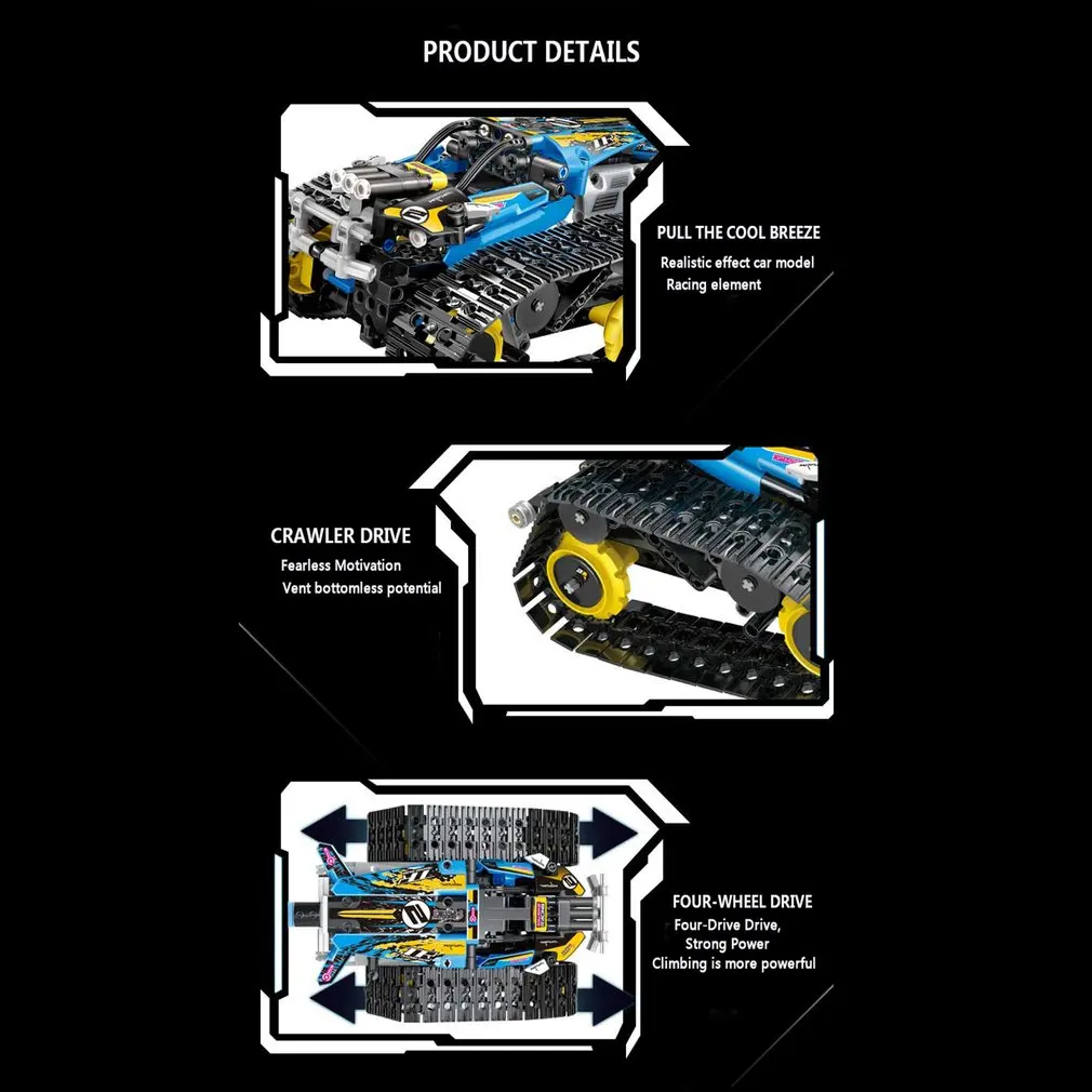 DIY Technic 2,4G/APP дистанционное управление гусеничный трюк гоночный автомобиль строительные блоки с мотором для детей машинка на дистанционном управлении Кирпичи Игрушки