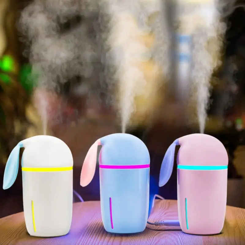

USB Air Fresh Portable Humidifier Condition Creative Cute Mini Rabbit With Night Light Car Humidifier Home Appliances Small