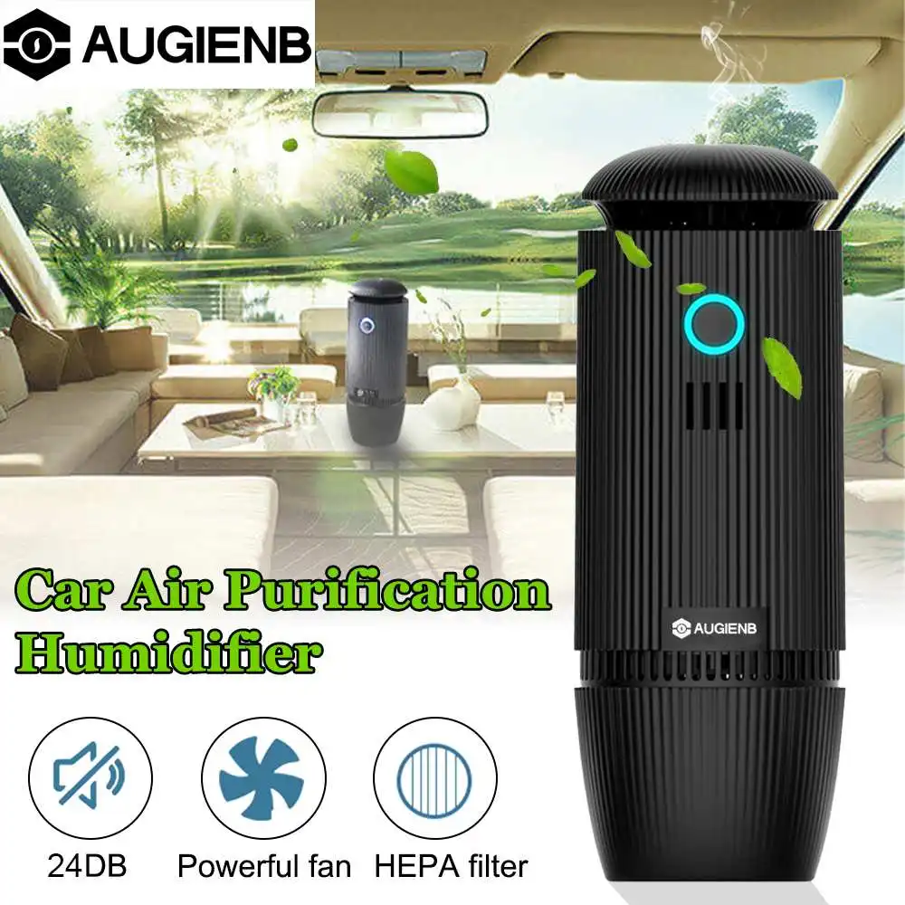 

AUGIENB Car Air Purifier 5V Negative Ions Air Cleaner Ionizer Air Freshener Auto Mist Maker Pm2.5 Eliminator Cup Car Charger