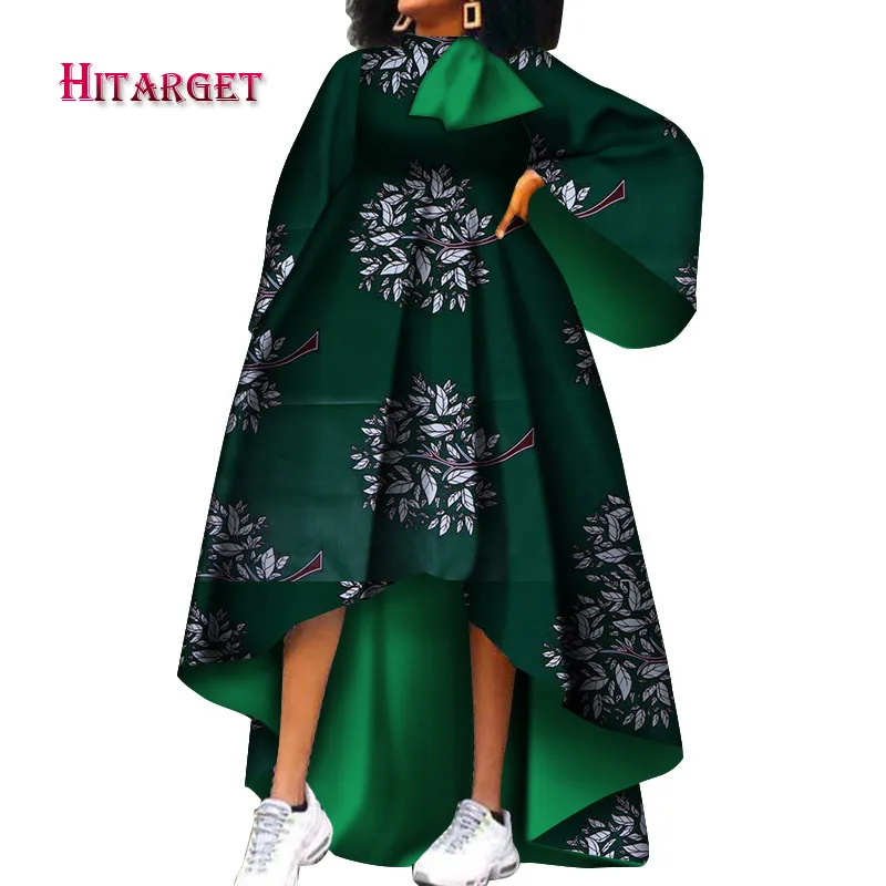 Hitarget Африканская Одежда Для Женщин Дашики повседневные африканские платья с принтом с бантом для вечерние/Свадебные африканские Базен ткань WY3942