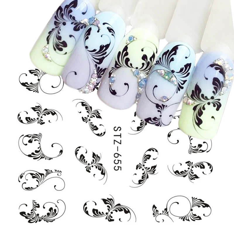 Flower Vine Nail Water Sticker Decals Leaf Lace Design Slider Nail Art Decoration Sticker DIY 1pc