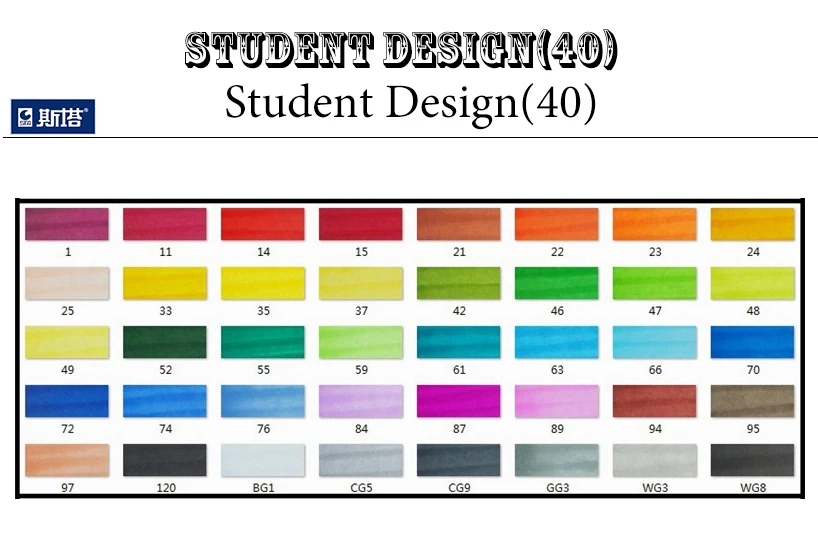 STA 30/40 цветов Ручка Маркер Набор спиртовые чернила двойная головка эскиз маркеры Кисть ручка для рисования манга Архитектура Дизайн товары для рукоделия - Цвет: 40 Student Set