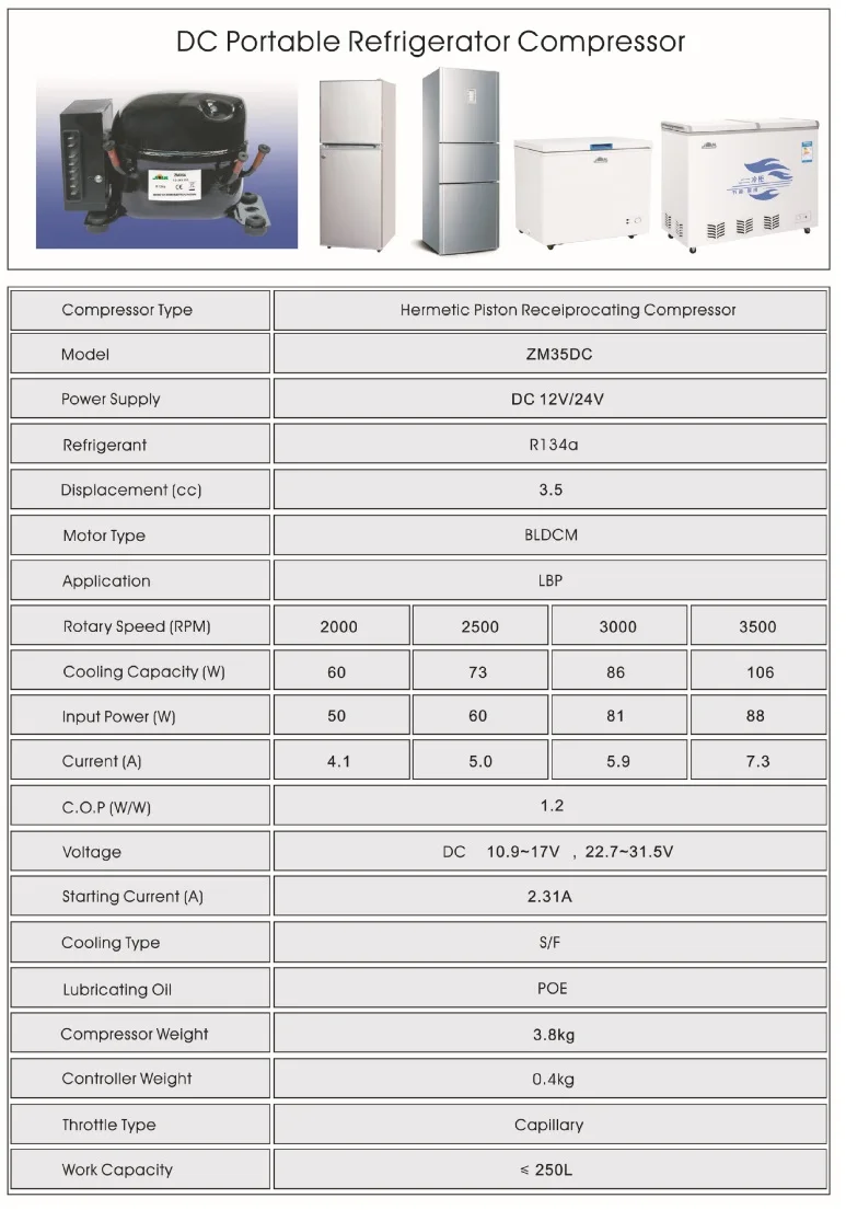 DMZH35D/DMZY35D R134A или R600A AC/DC 12 V/24 V компрессор холодильника с морозильником