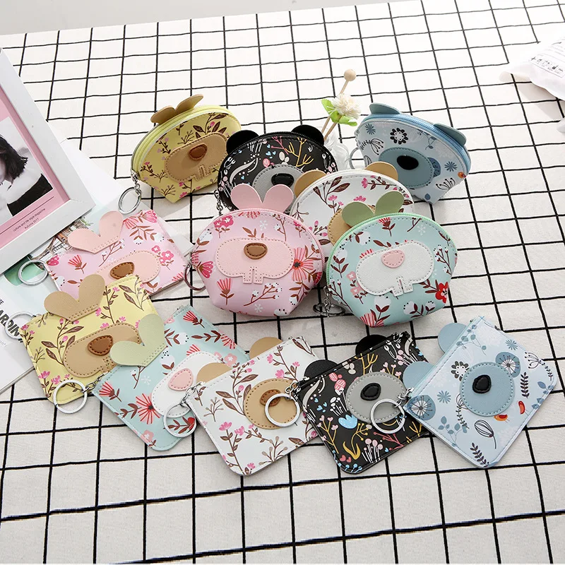 

Mini Floral Cute Kawaii Flower Wallet Girls Coin Purse PU Mini Wallet for Women Kids Boys Girls Zipper Card Holder Coin Storage
