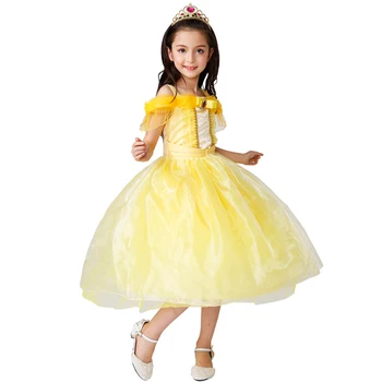 

Kids Girl Beauty and the beast Belle Princess Party Dress Halloween cosplay costume for Children Carnival Clothes Holiday Dress