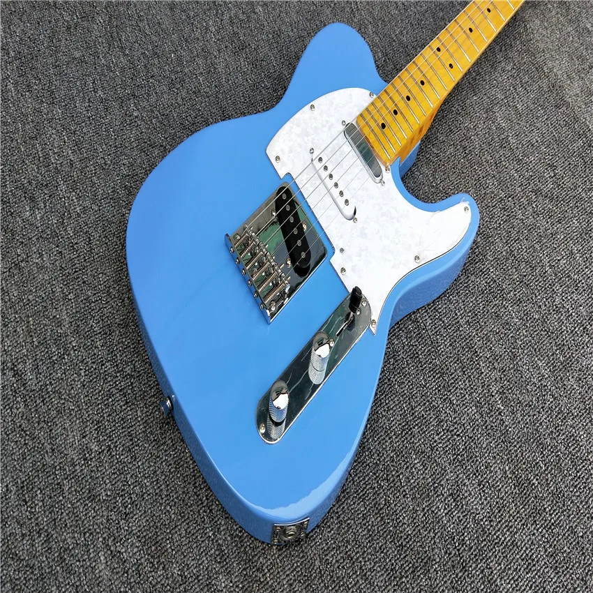 

Electric guitar 6 string, sky blue quality guitar, chrome plated accessories!