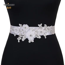 TOPQUEEN S358 свадебный пояс ручной работы с вышитыми цветами пояс с большим цветком свадебный пояс с кружевным цветком для девочек