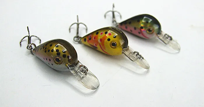 

2.5cm 2.5g Mini Crank Bait Fishing Tackle Fresh water Fishing Lure Hard Plastic Bait Chinese Hook Sinkinging Type