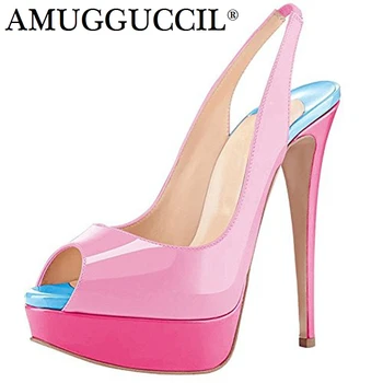 

2020 New Plus Big Size 35-52 Black Pink Blue Purple Leopard print Fashion Sexy High Heel Platform Summer Lady Women Sandals L979