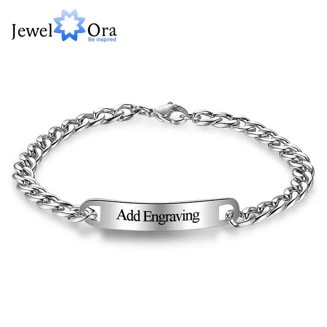 Personalized Id Braceles Custom Engrave Name Silver Stainless Steel Personalized Id Braceles Custom Engrave Name Silver Stainless Steel Charm Bracelets Bangles For Women